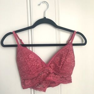 Pink Lace Longline Bralette